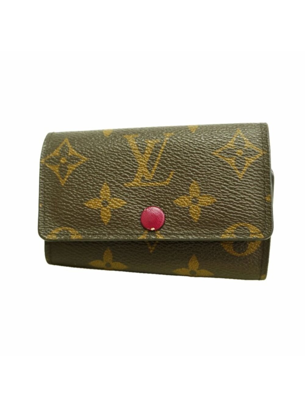 Louis Vuitton Key Case Monogram Multicles 6 Brown Fuchsia Key Holder Coin Purse